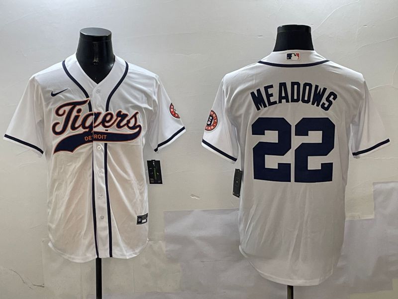 Men Detroit Tigers #22 Meadows White Jointly Name 2025 Nike MLB Jersey style 1->detroit tigers->MLB Jersey